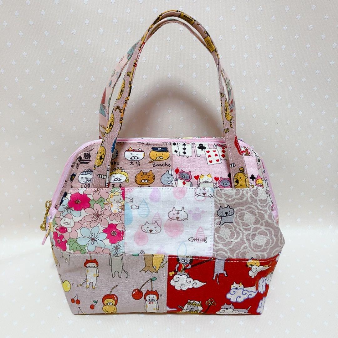 チャッピー。 A4サイズ トートバッグ ポーチ ねこ生地パッチワーク