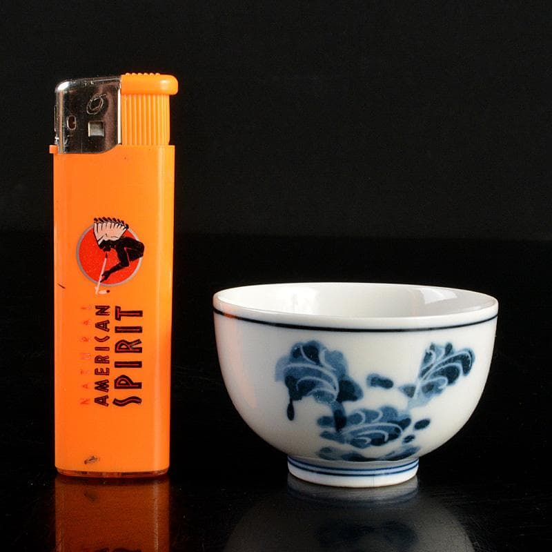 煎茶道具　賣茶好　染付　亥年白菜文　煎茶碗　5客　共箱　V　6194