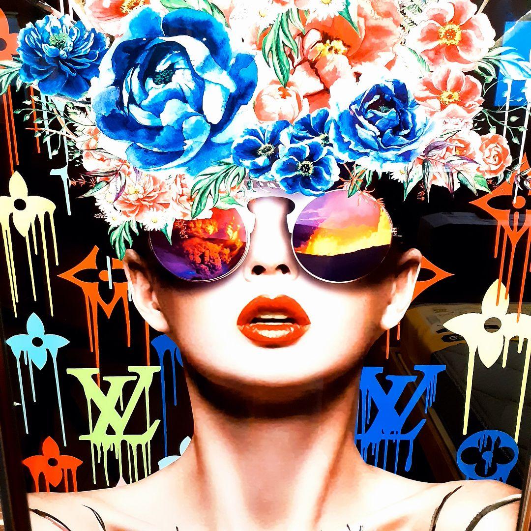 輸入雑貨　ミラーアートパネル『Louis Vuitton』　強化ガラス