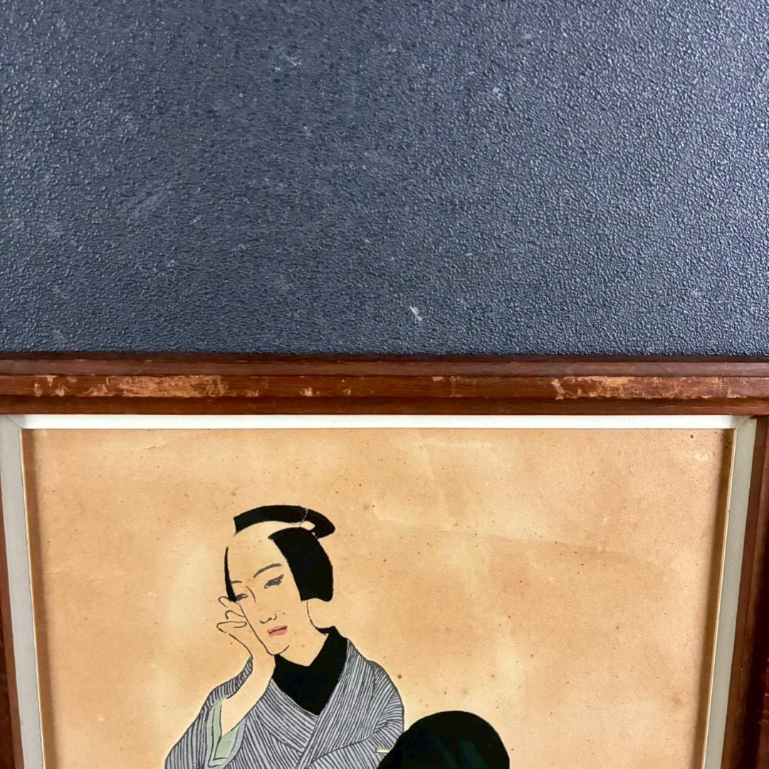 竹久夢二「梅川忠兵衛」木版画 やなぎや版 柳屋 1920年 大正ロマン 希少版画