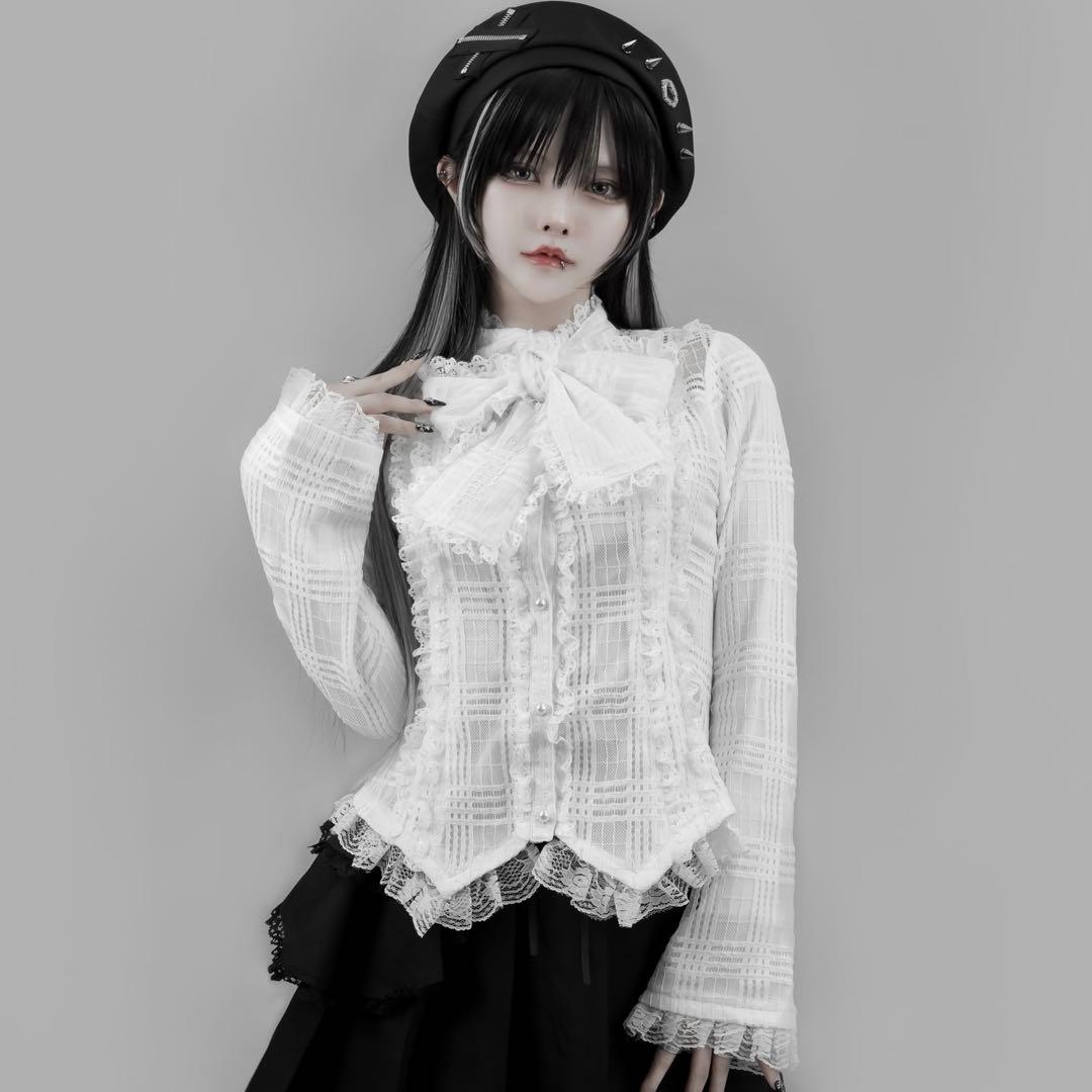 【ディムモアール】荊棘リボンタイブラウス ホワイト 新品未使用 DimMoire