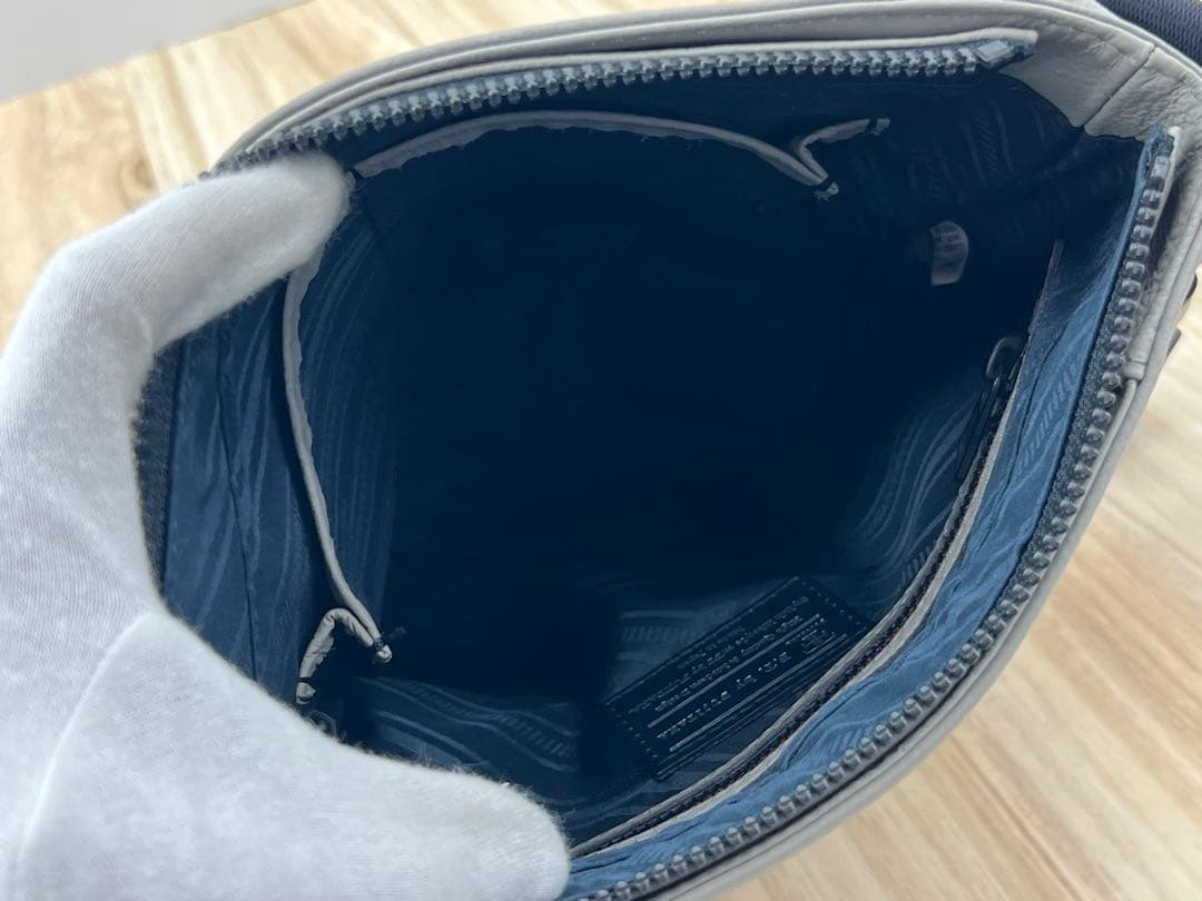 FUJITAKA フジタカ レザー ショルダーバッグ グレー