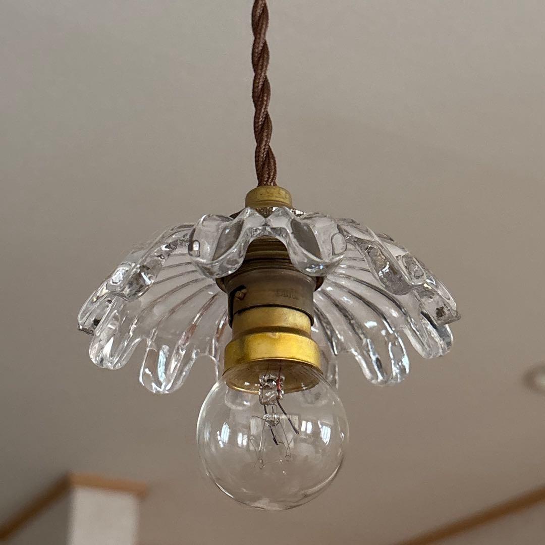 フランスアンティーク　オールドバカラ　ミニシェード　ペンダントランプ