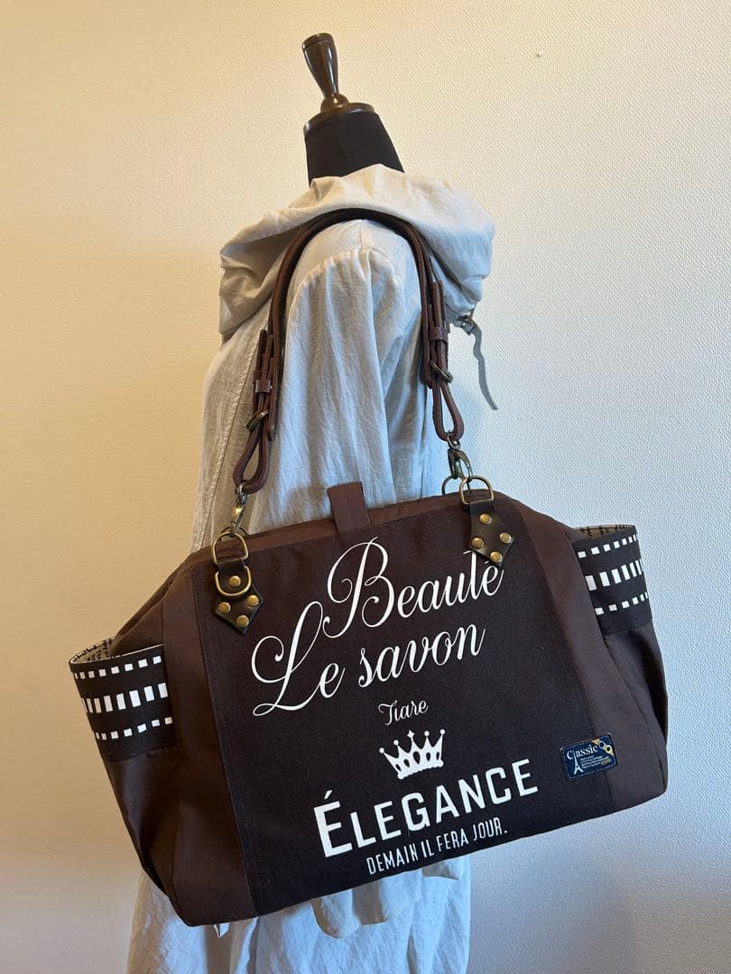 ともりん♡ニューム口金バッグ♡英字おとこ前 イケメンバッグ