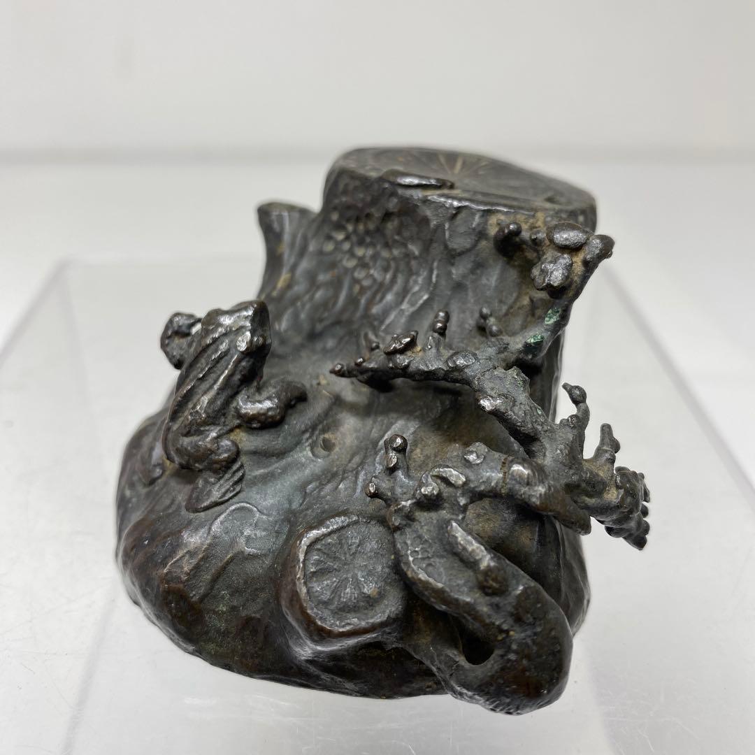 古銅　木に蛙　水滴　115g タエカ　東さ7-1124☆2F