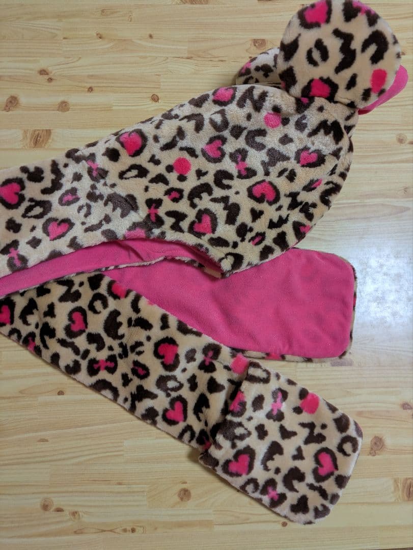 ディズニー ミニーちゃん ヒョウ柄 マフラーキャップ ファンキャップ