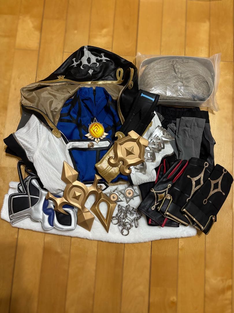 原神 アルベド 三分妄想 フルセット コスプレ衣装Sサイズ、靴、ウィッグ