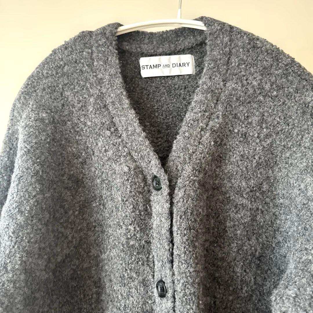 新品未使用　stamp and diaryブークレ ロングカーディガン　グレー