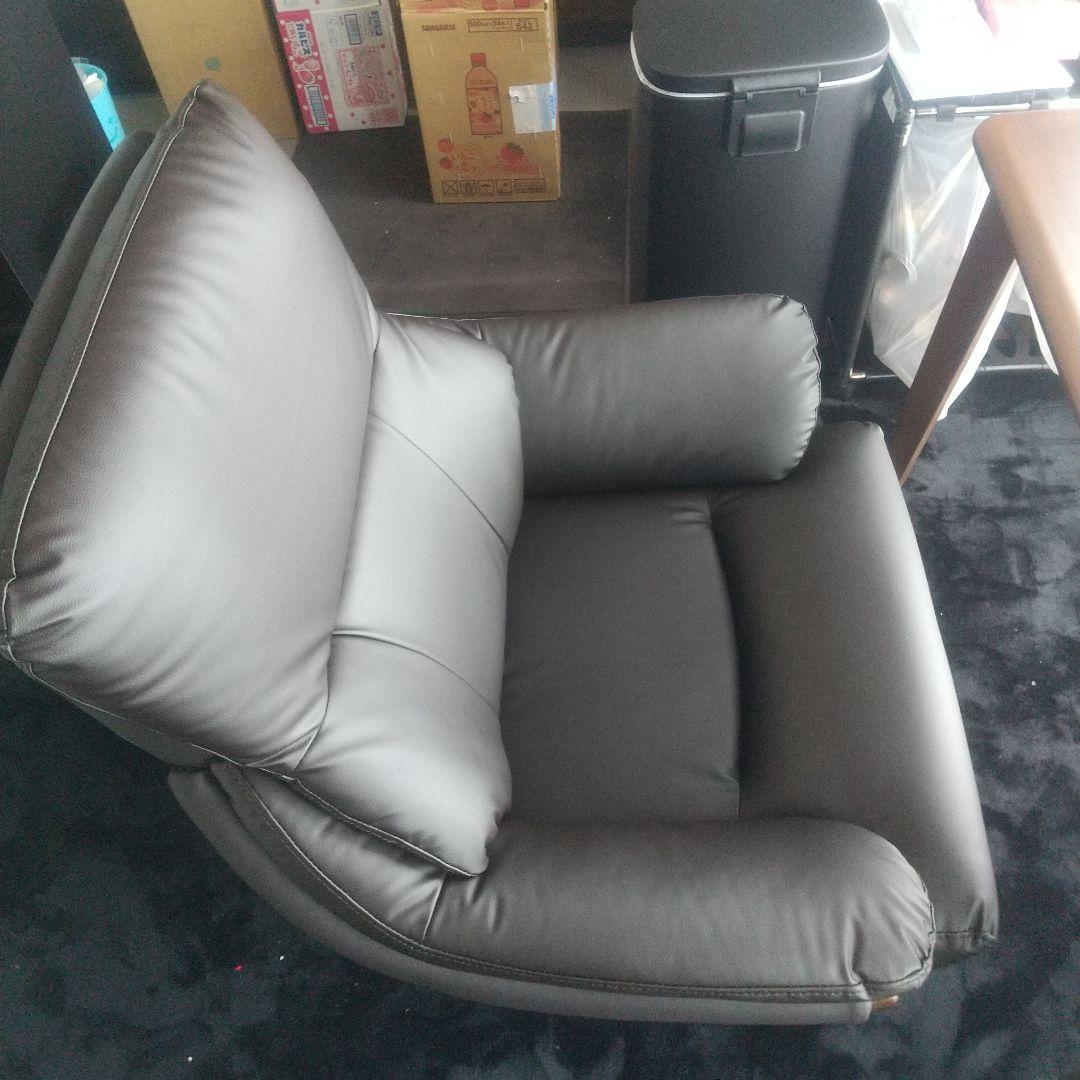 ダークブラウン 合成皮革 1人掛けソファ