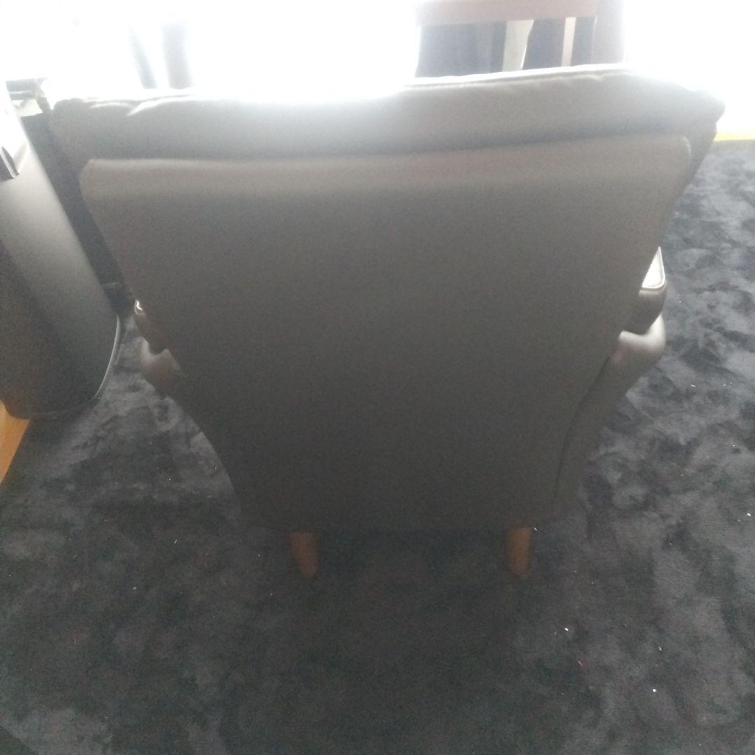 ダークブラウン 合成皮革 1人掛けソファ