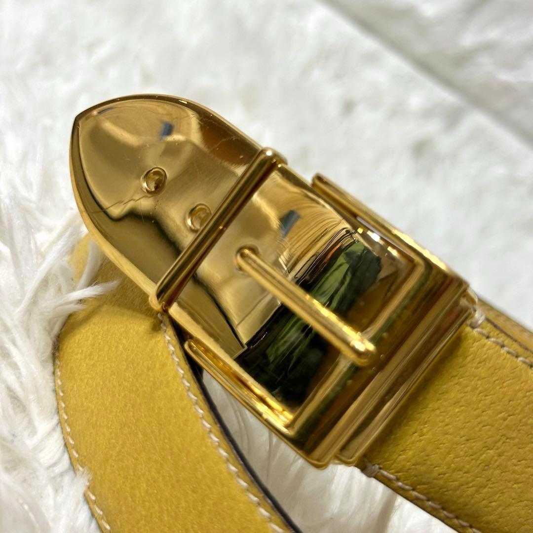 ⭐️極美品⭐️GUCCI ゴールドバックル　レザーベルト　希少デザイン