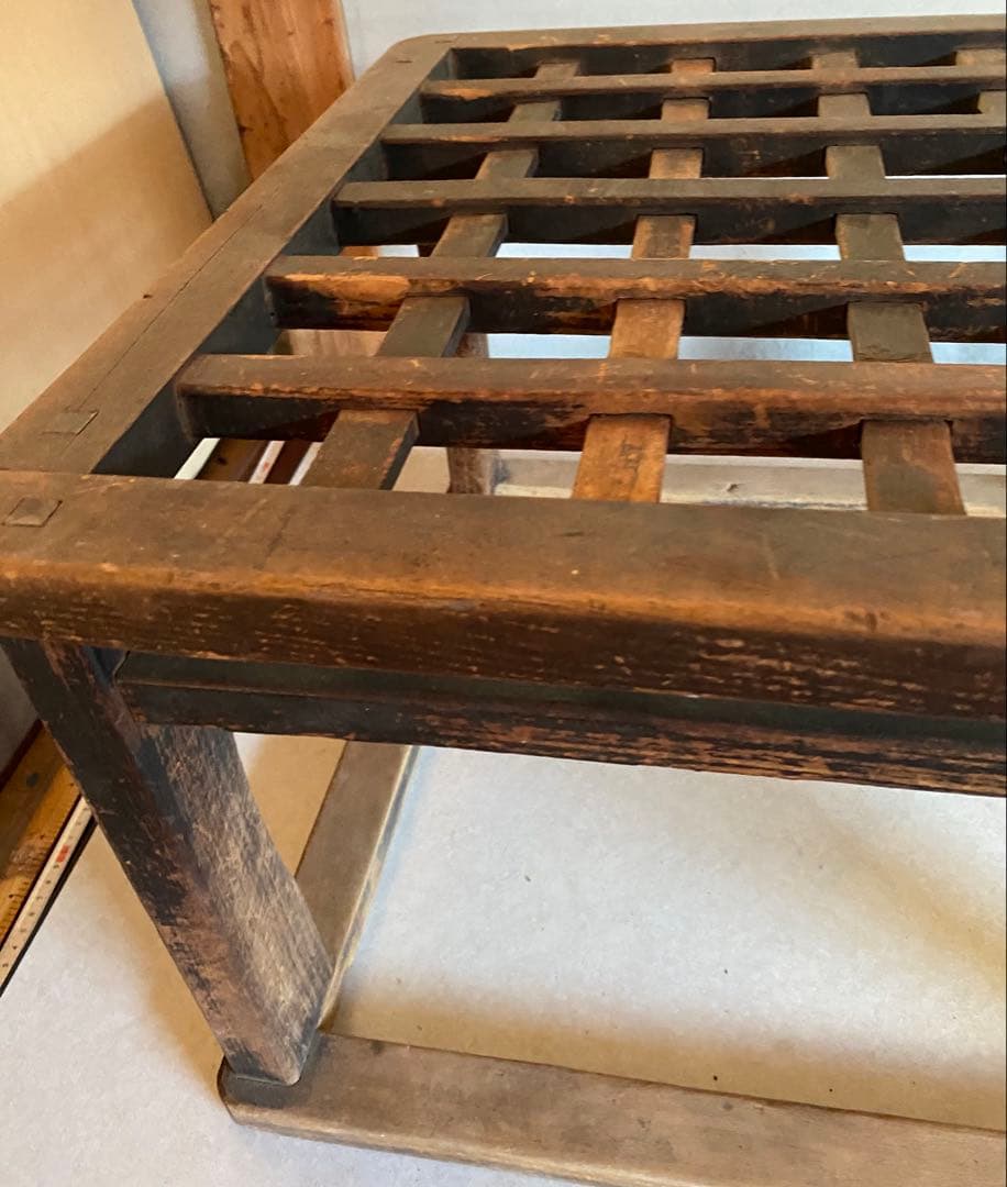 昭和レトロなやぐらこたつ（櫓炬燵） 木製ラティス座卓 格子状座卓