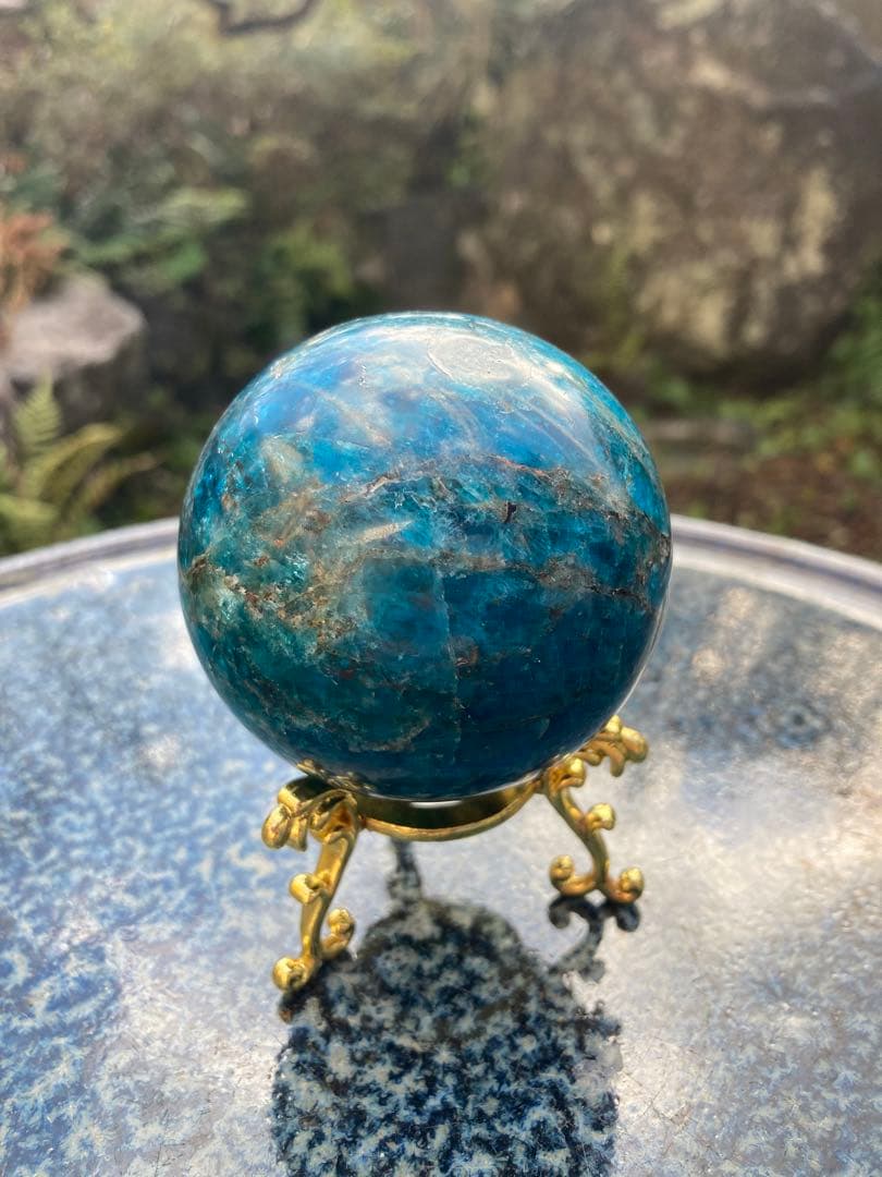 アポフィライト 青色 球体 置物