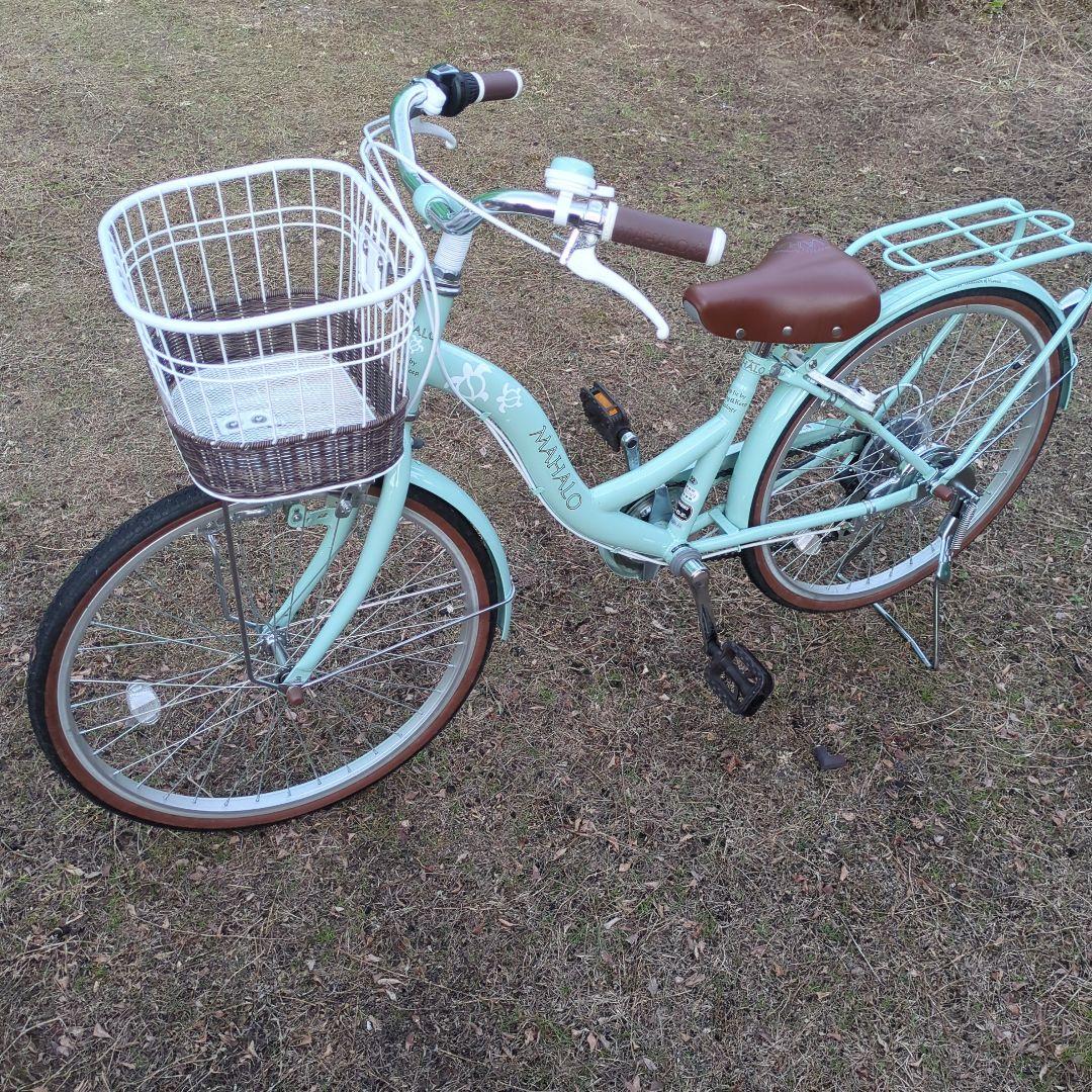 ミントグリーン 子供用自転車 前面バスケット付き