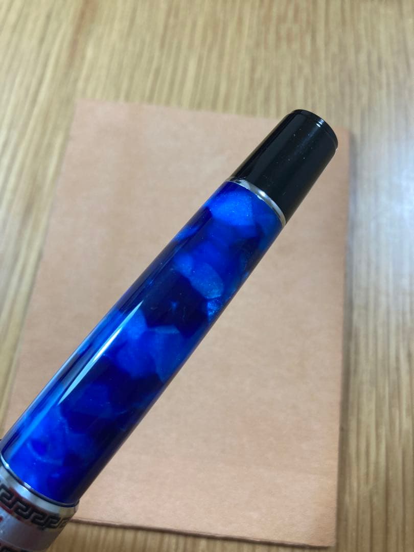 アウロラ 万年筆 青 14K金 Mニブ