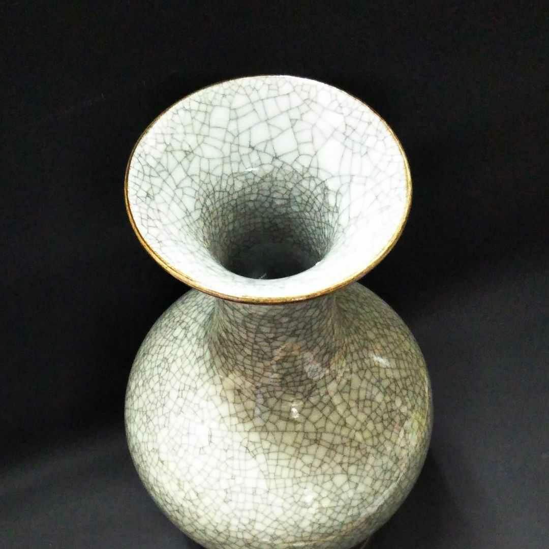 ※中国古美術/青磁氷列紋天球瓶(底款:官)