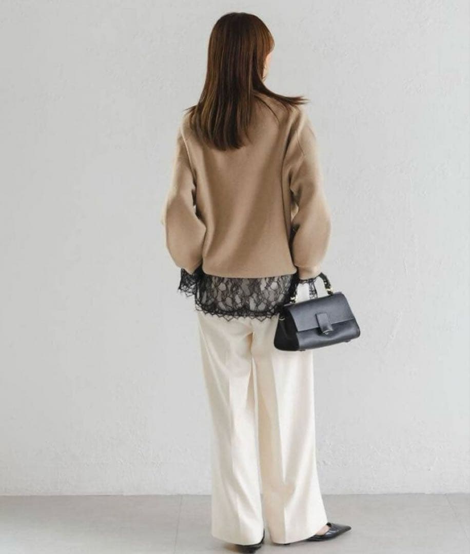 NOBLE サラサシアーレースブラウス　黒　ブラック　25AW 今季