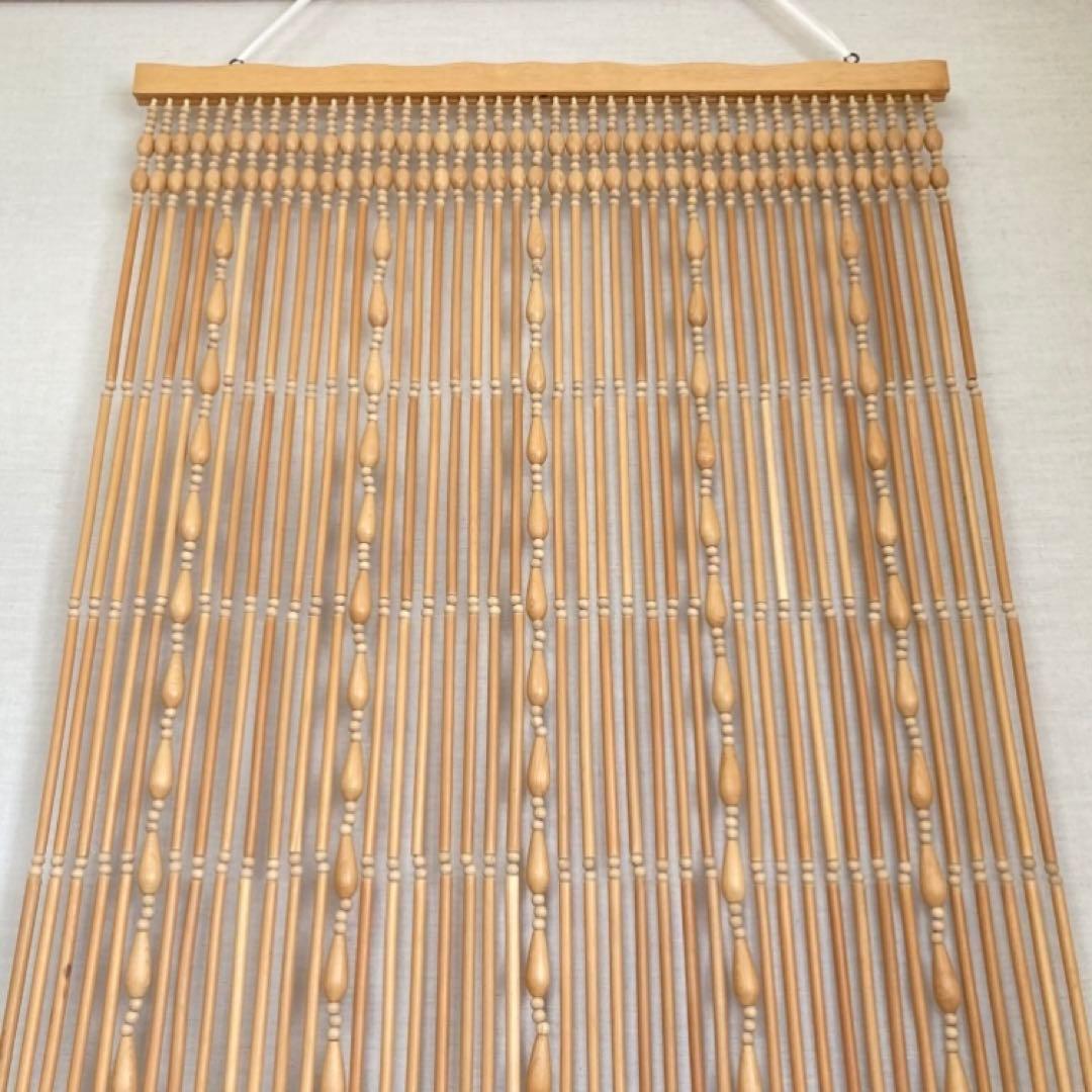 高島屋 珠のれん 玉すだれ 壁掛け ロング 大型 木製 当時物 昭和レトロ 新品
