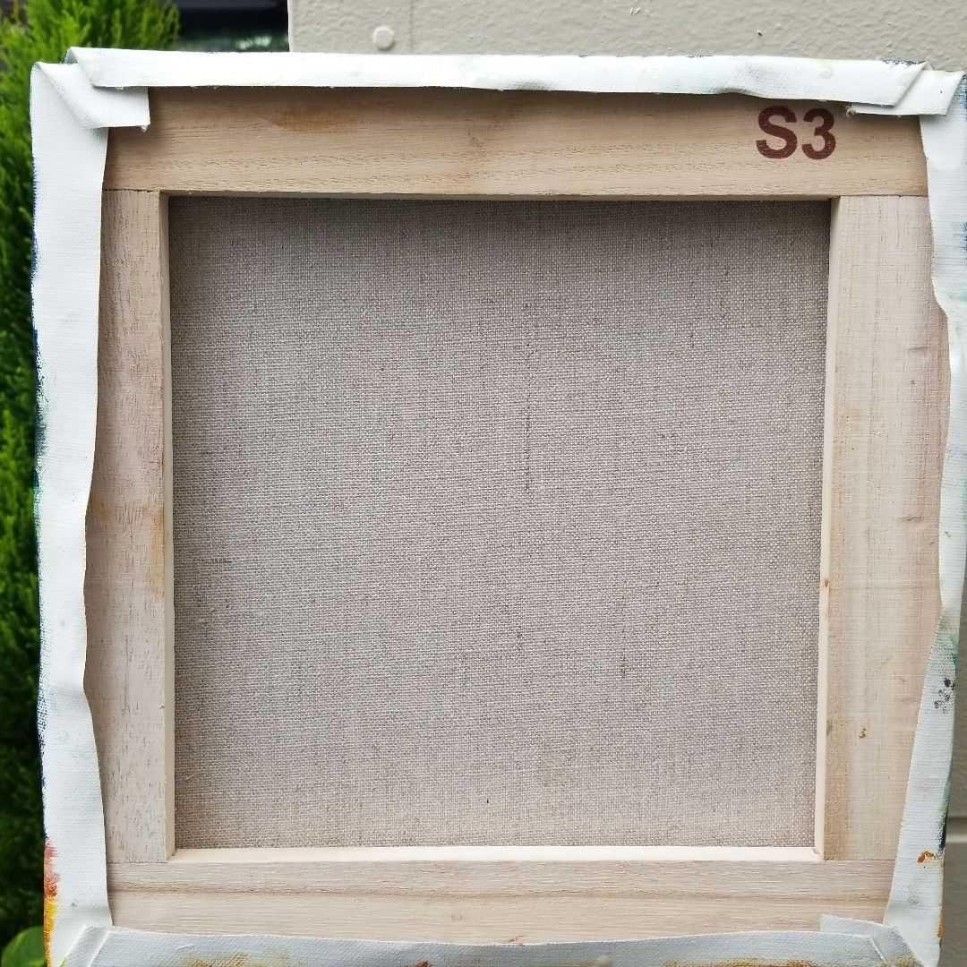 油絵　専用　窓からパパを見送る犬