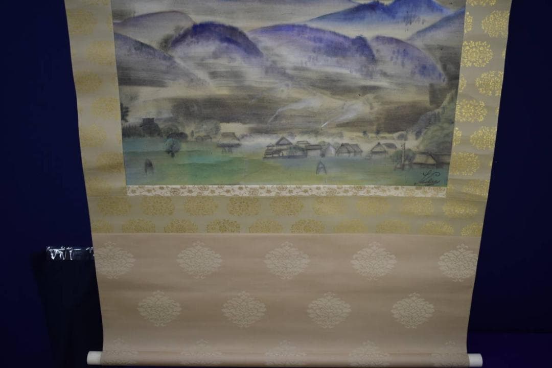 真作/司馬江漢/長崎風景図/山水図/山水風景図/大幅/布袋屋掛軸HI-322