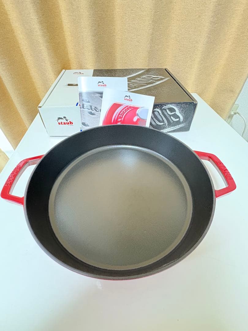 staub 両手フライパン チェリー 26cm ダブルハンドル 赤 美品