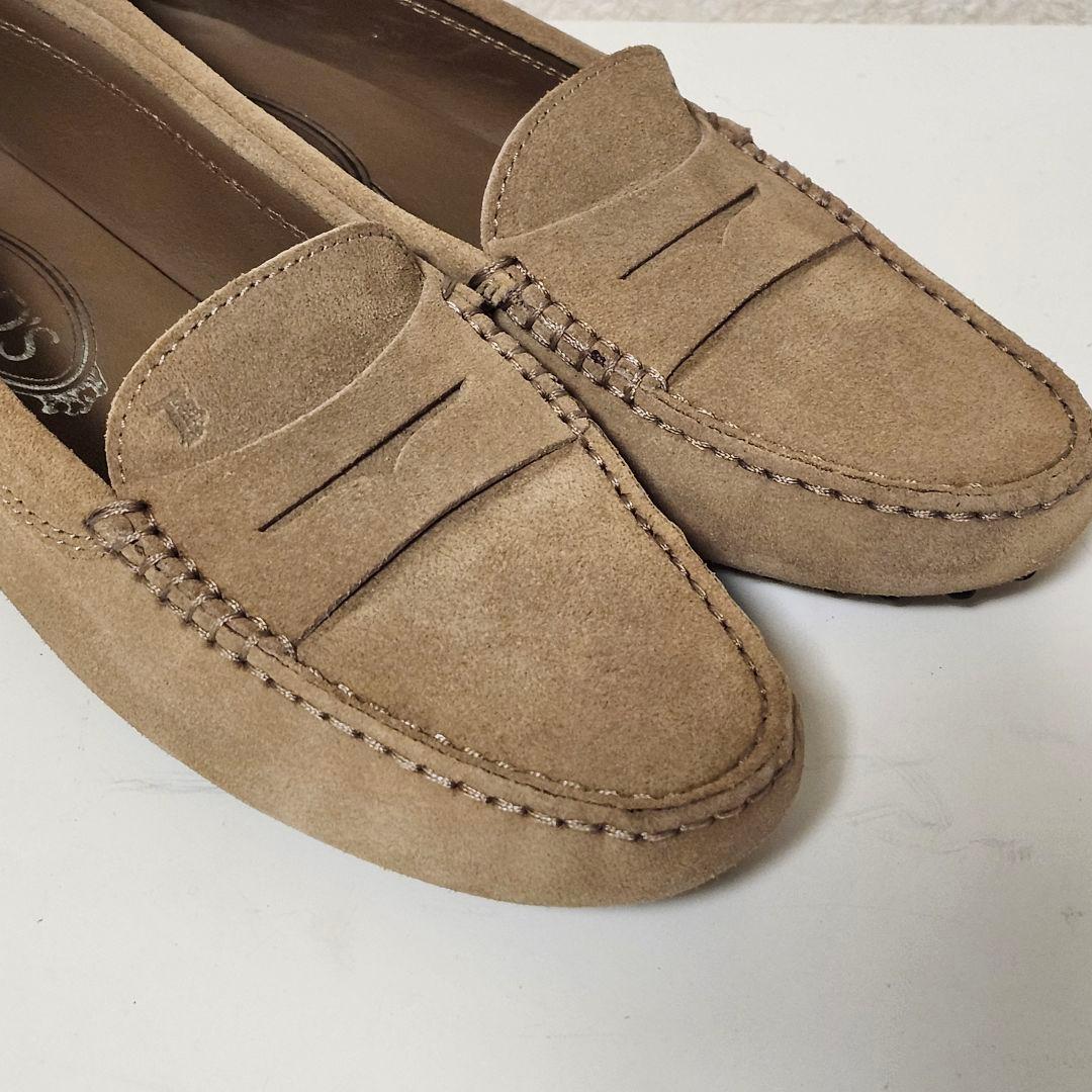 トッズ ドライビングシューズ 37 ベージュ ヌバック ゴンミーニ