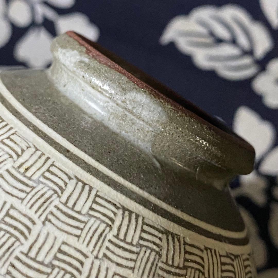 韓国　柳昌坤　高麗三島茶碗　韓国瑞昌陶芸研究所　瑞昌窯　白土象嵌細工　共箱有り