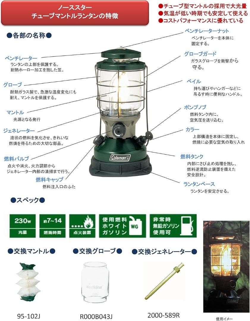 コールマン Coleman ノーススターチューブマントルランタン 未使用品