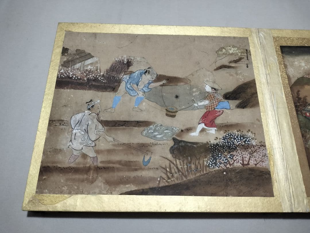 古画 大和絵 手書き 肉筆画帳 折帖