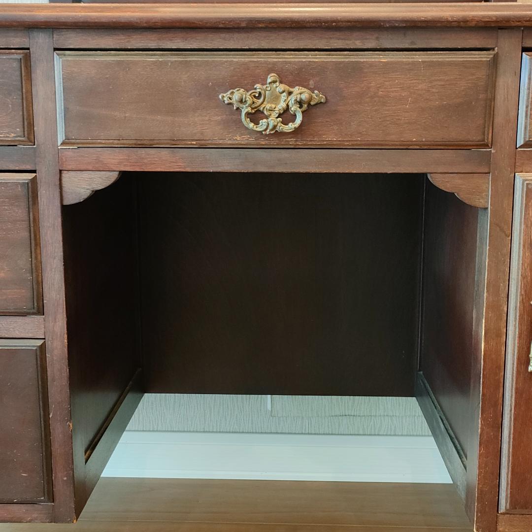 アンティーク　鏡台　スツール　セット品　 引出し７杯　ろくろ脚