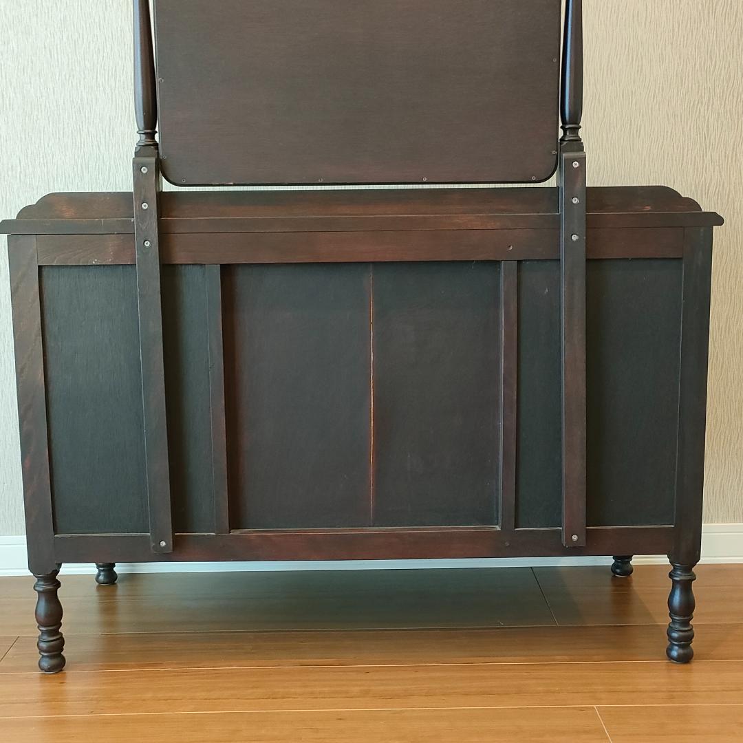 アンティーク　鏡台　スツール　セット品　 引出し７杯　ろくろ脚