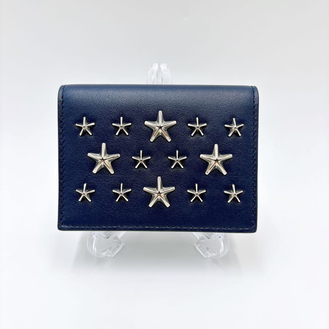 極美品 ＊ ジミーチュウ AYDEN スタースタッズ 名刺入れ ネイビー系