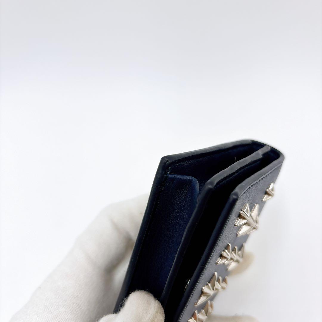 極美品 ＊ ジミーチュウ AYDEN スタースタッズ 名刺入れ ネイビー系