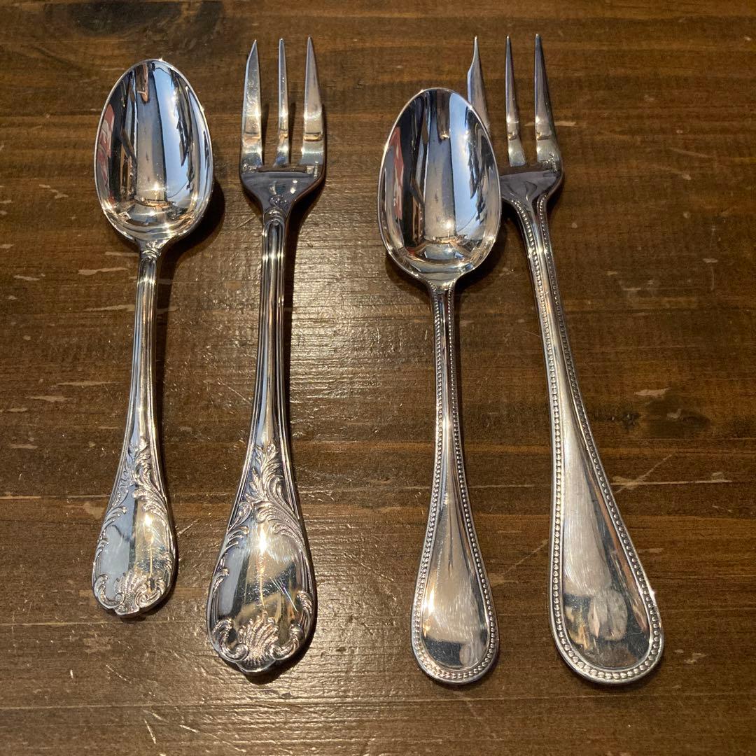 【美品】クリストフル　マルリー&パール　スプーンとケーキフォーク　4本組