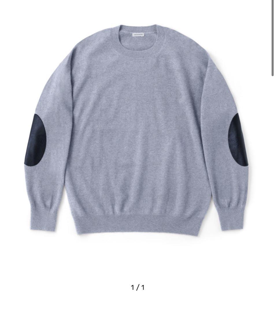 cash&barba モンゴリアンカシミヤエルボーパッチクルーネック 2 グレー