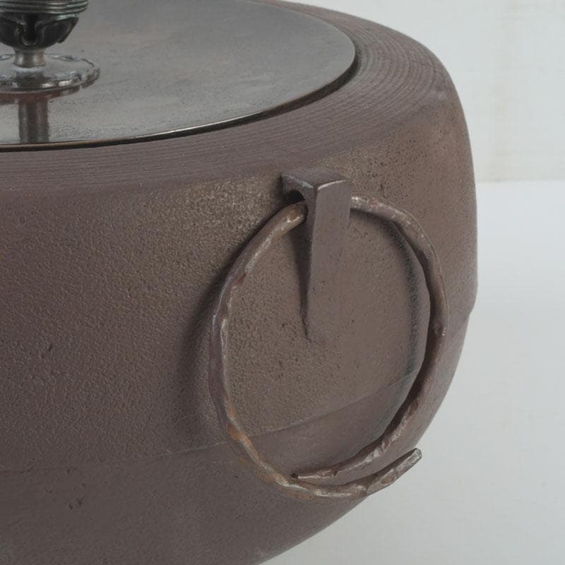 茶道具　釜師　畠春斎作　肩糸目　廣口釜　共布共箱　V　9865A