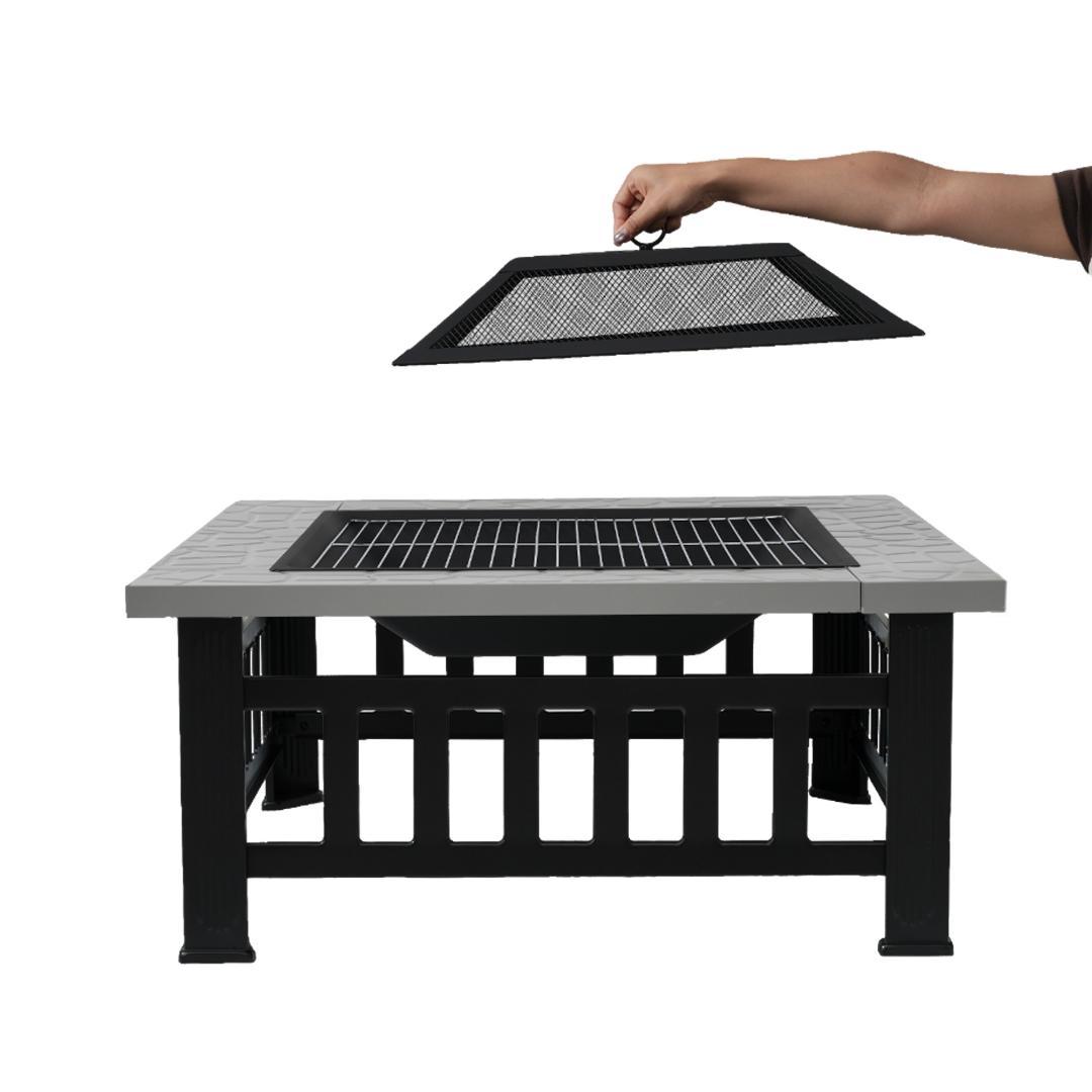 数量限定！ファイヤーピット 焚き火台 バーベキューコンロ【大理石調+ブラック】