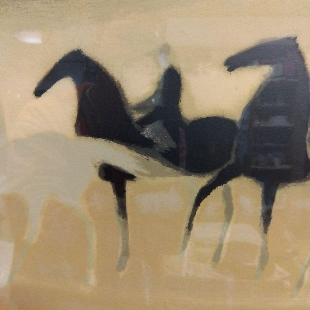 絵画　競馬　馬　ブラジリエ額装リトグラフ