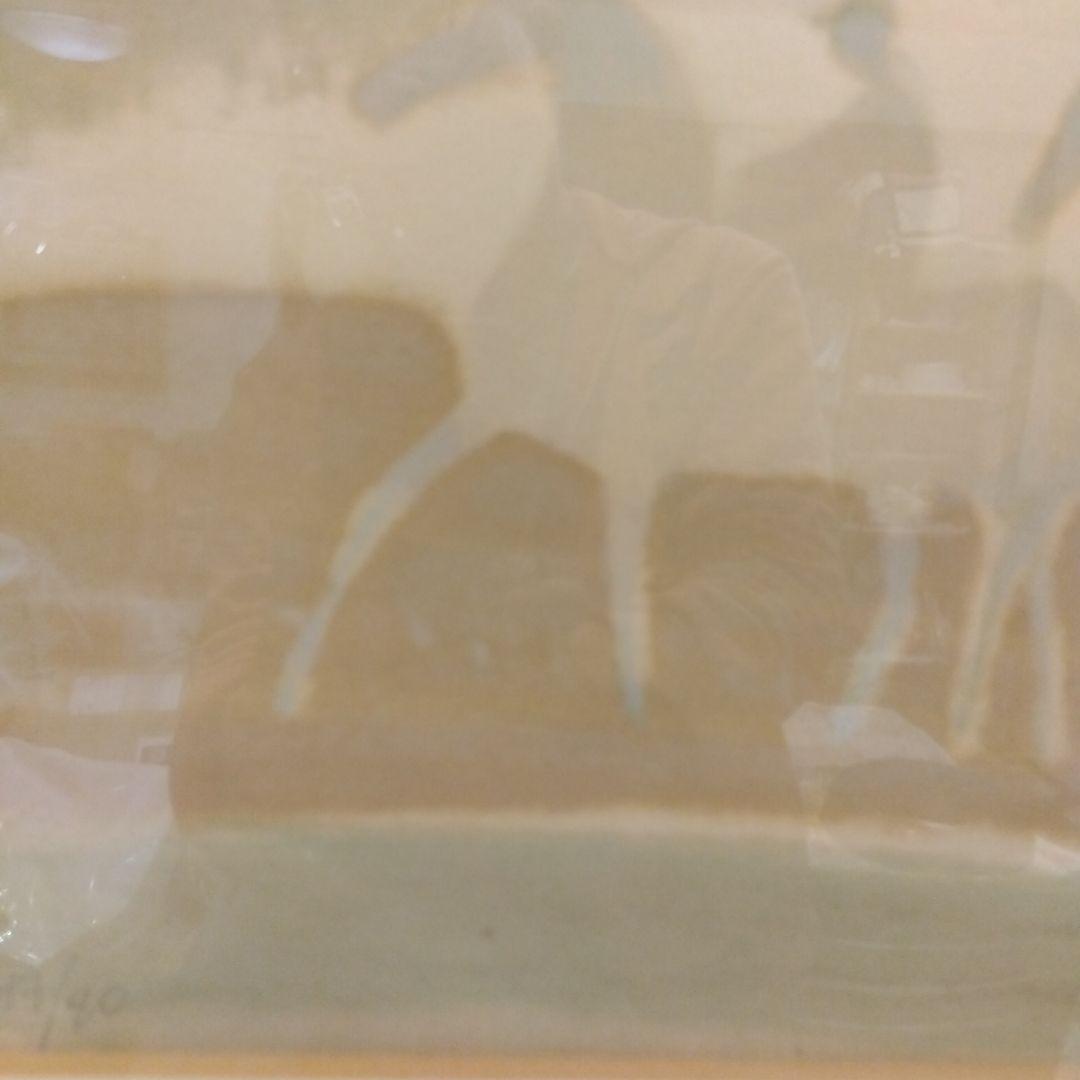 絵画　競馬　馬　ブラジリエ額装リトグラフ