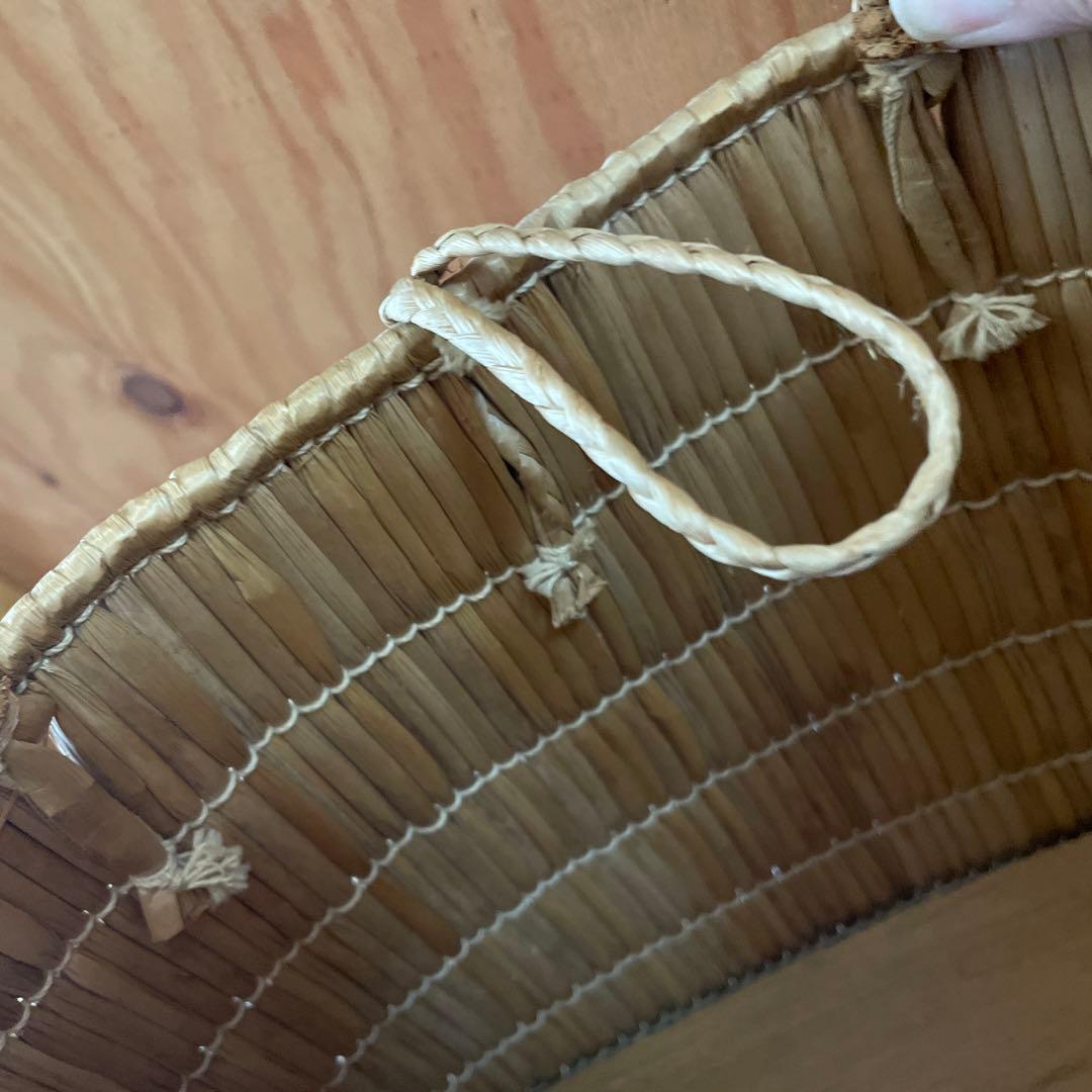 昭和レトロ　岡山　蒜山　がま細工　バッグ　カゴバッグ　手提げ　ひるぜん　古道具