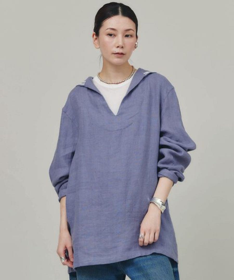 Curensology リネンセーラーカラーブラウス