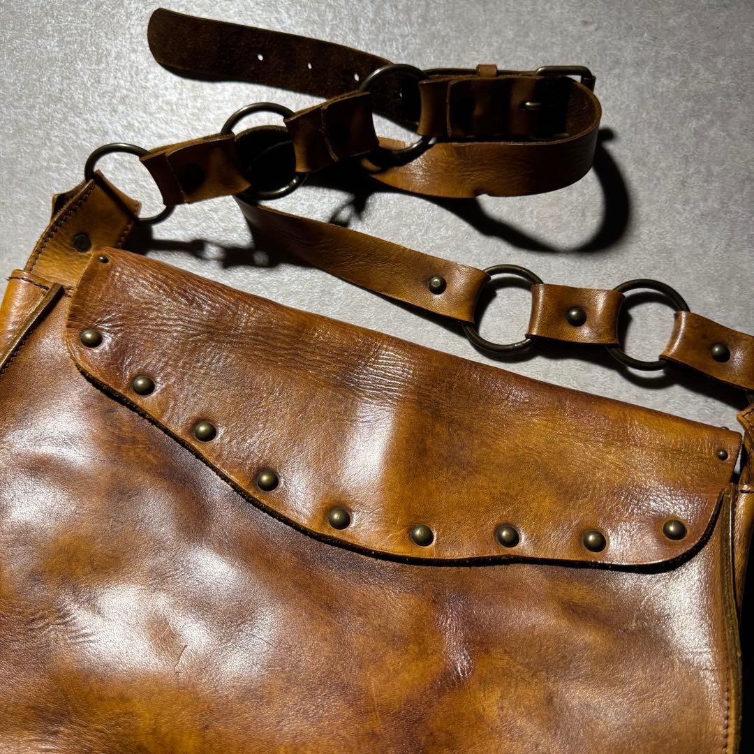 バッグ OLD leather shoulder bag studs grunge