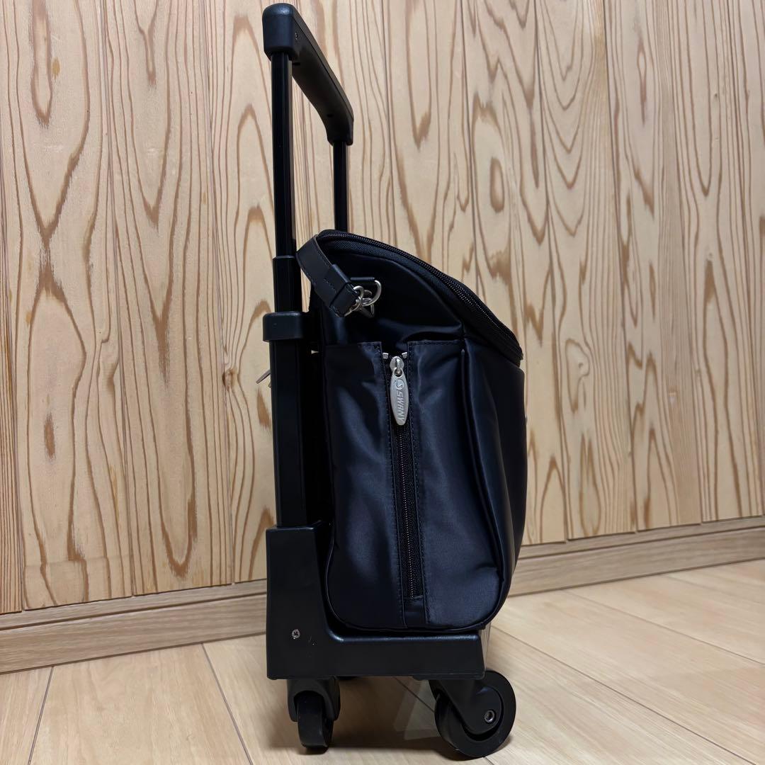 ブラックキャリーカート ナイロン製 伸縮式　SWANY ローラー４輪