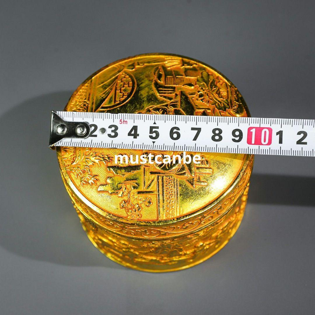 鏨刻百子図飾盒 粉函 墨盒 文房具 金属工芸品 置物