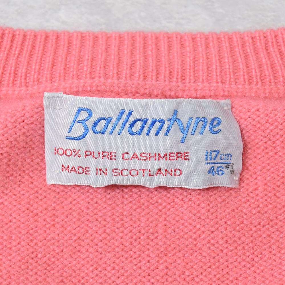 希少色 80s Ballantyne カシミヤ ニット ベスト 46 ピンク