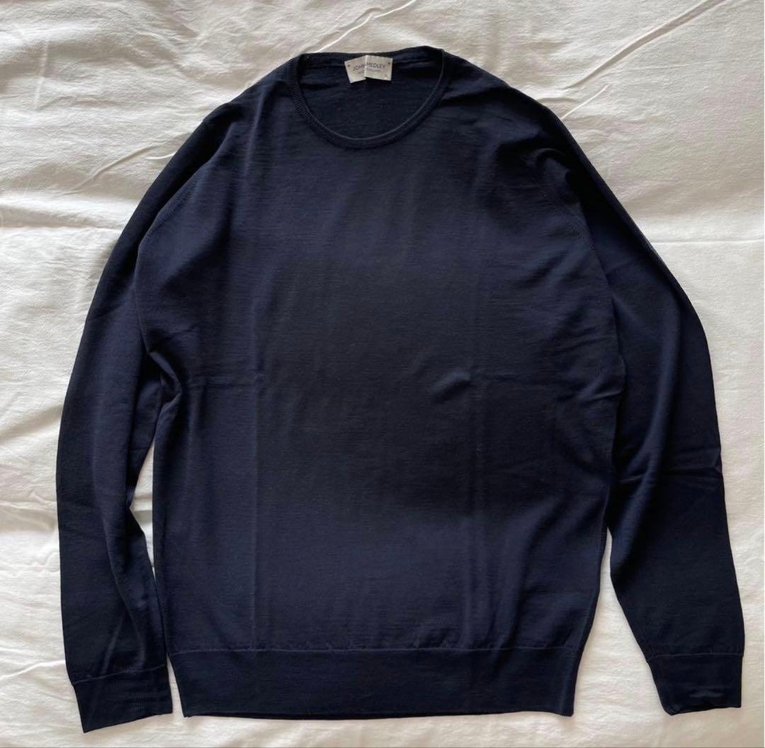 美品JOHN SMEDLEY ジョンスメドレー クルーネック ネイビー