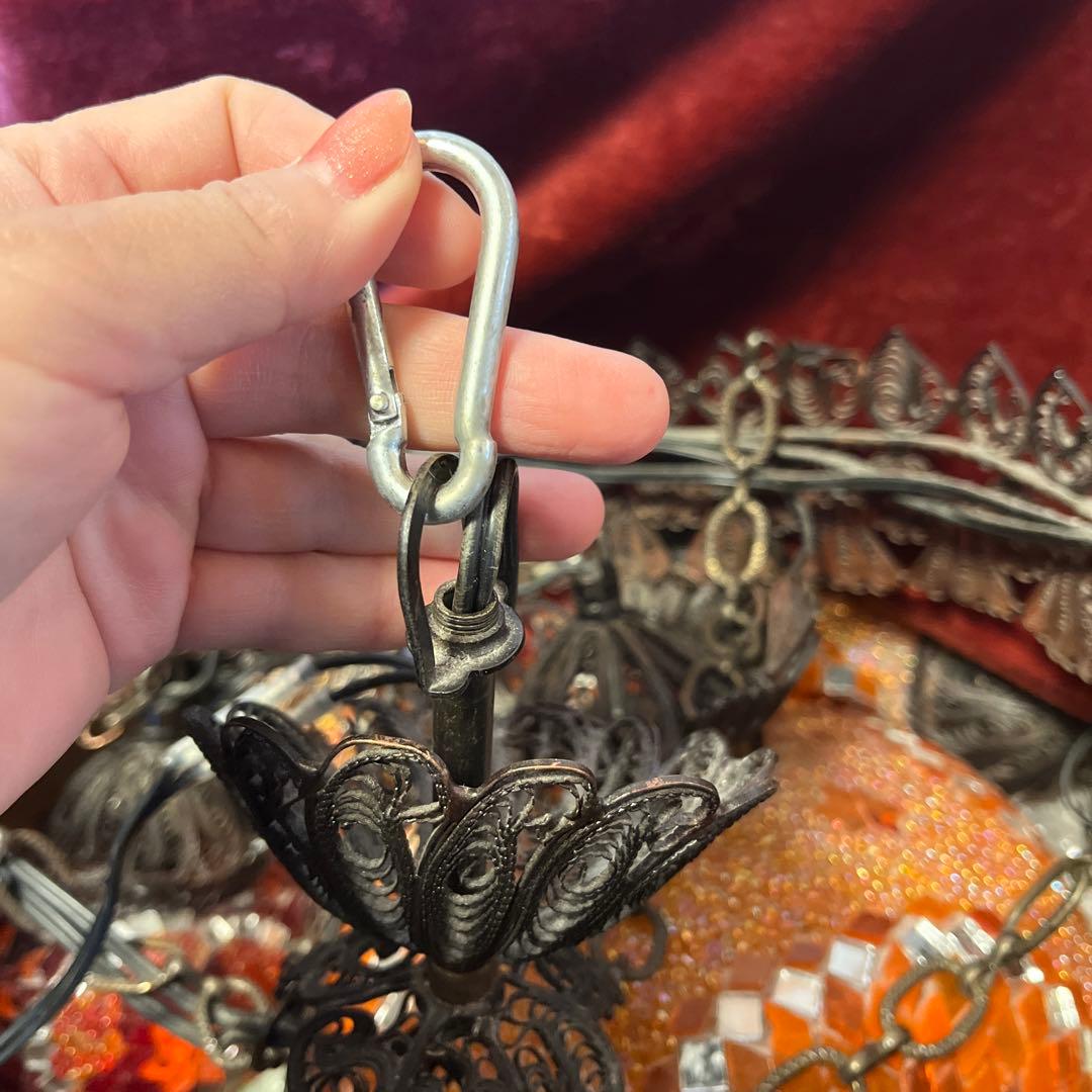 吊り下げ照明 シャンデリア ランプ ガラス アンティーク ランプ トルコランプ