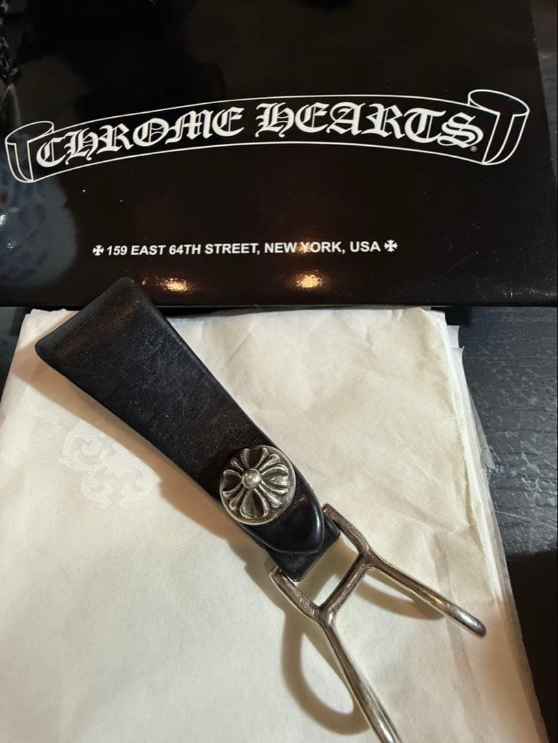 CHROME HEARTS ブラックレザー キーホルダー　ベルトループ