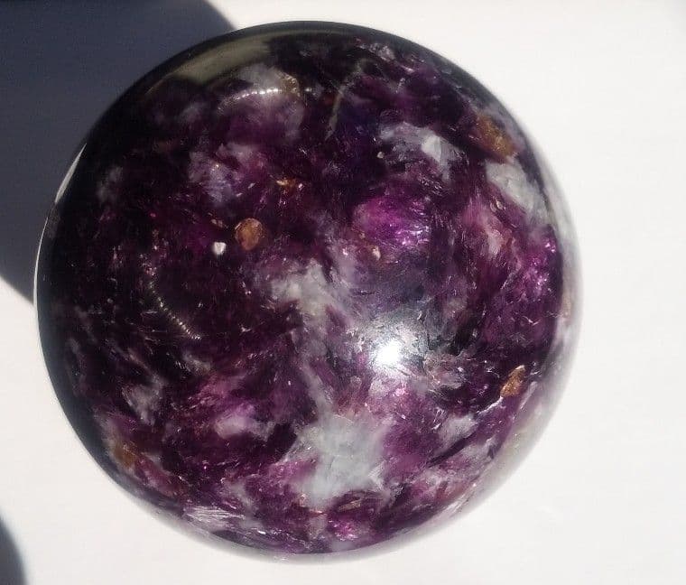 セール　レピドライトシリカ スフィア　クリスタル台座付き