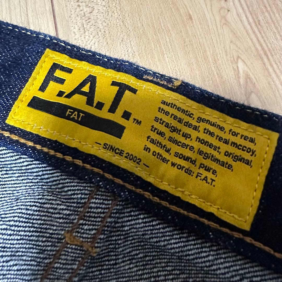 美品　FAT 247 ブルー デニム　ワイドパンツ